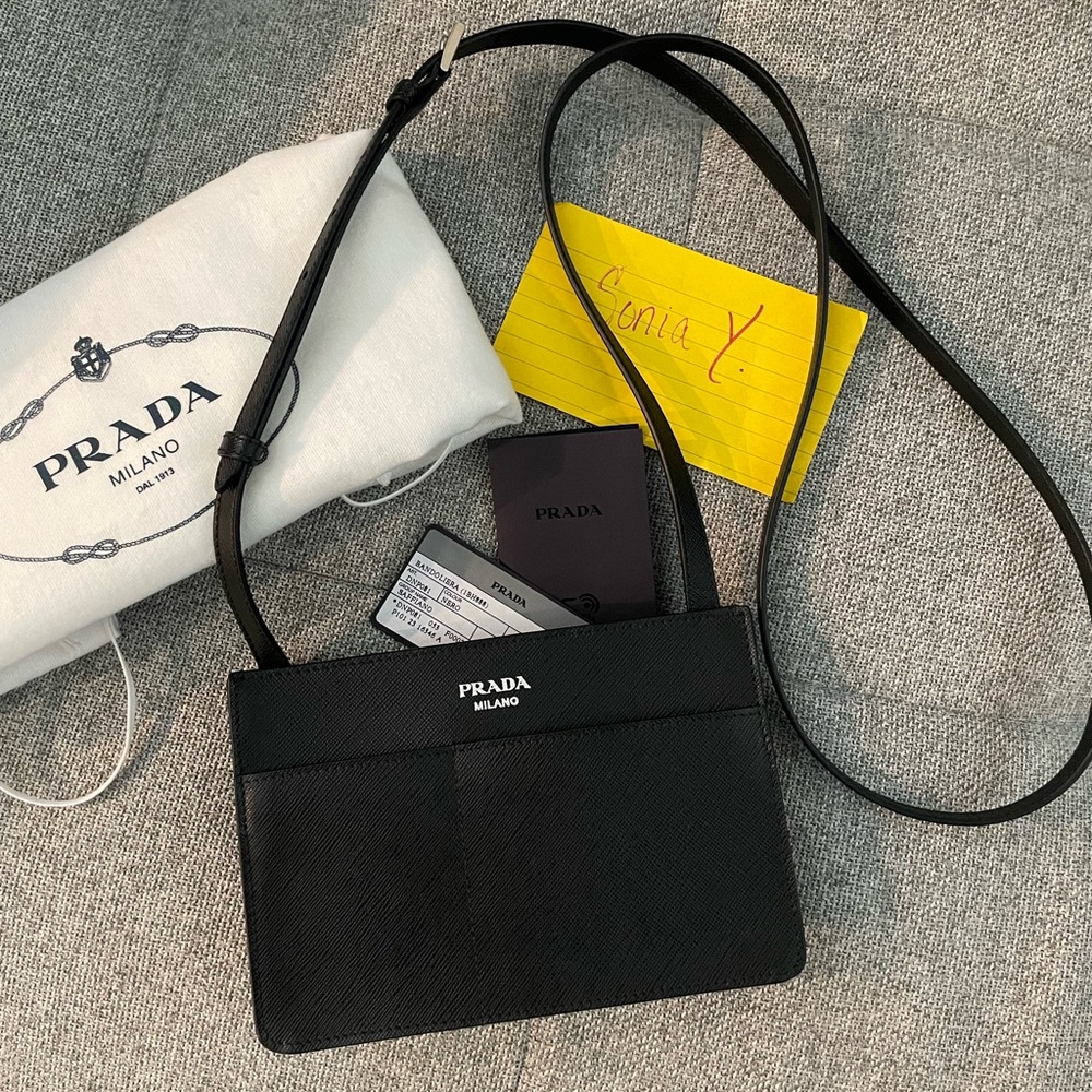 Authentic Brand New Prada Black Saffiano Leather Crossbody Bag - Fits iPhone